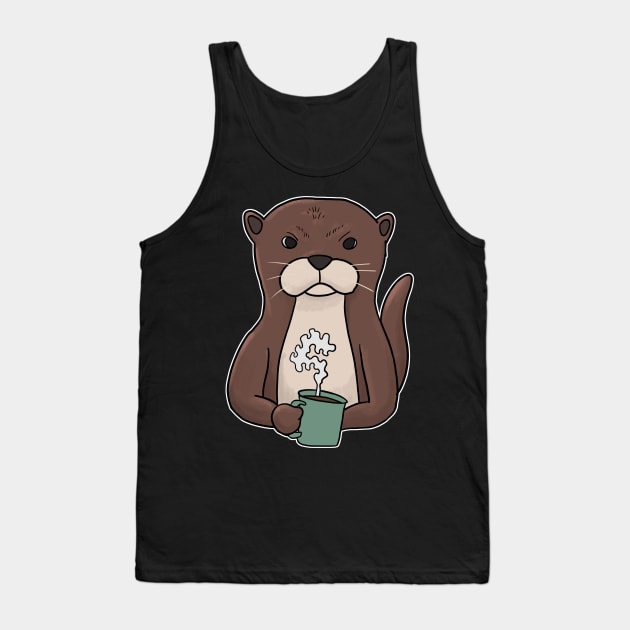 Grumpy Otter with Coffee Morning Grouch Tank Top by Mesyo